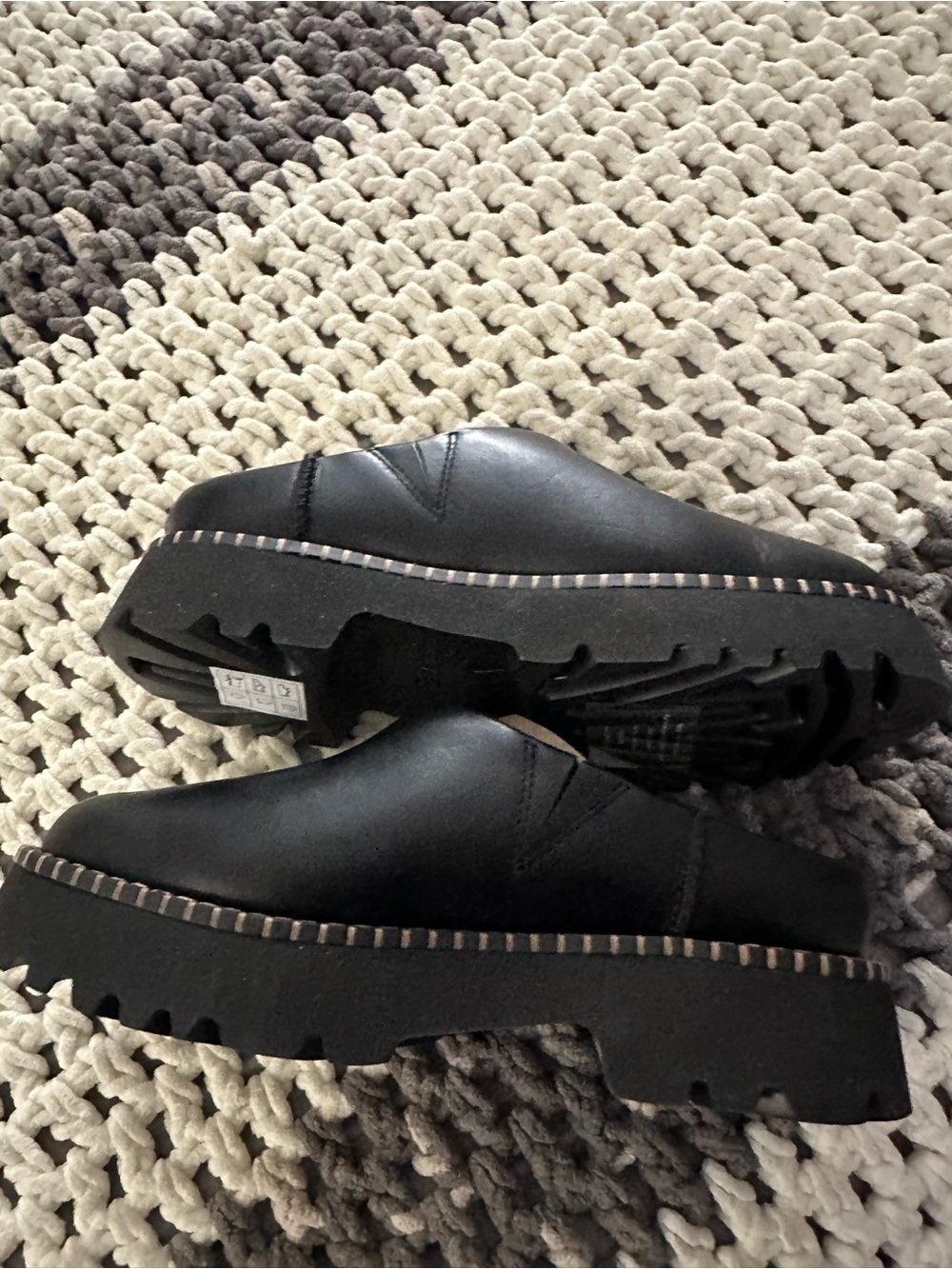UGG Black Chunky Platform Slip-On Loafers